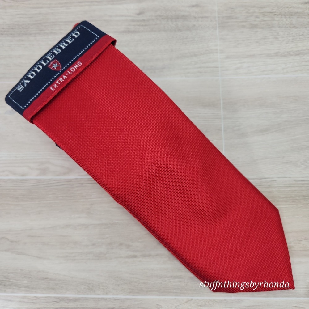 NWT Saddlebred EXTRA LONG Solid Red Textured Tie 62" x 3¼" Polyester Power Tie